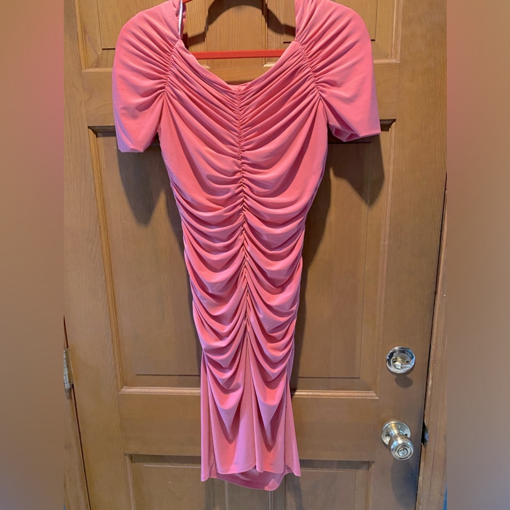 Peach ruched dress